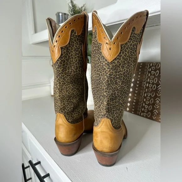 Ariat Crossfire Leopard Flare Leather Wester Cowboy Boots Women's - Size 8.5 B - Picture 5 of 8